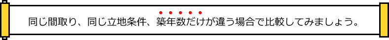 同じ間取り、同じ立地条件、築年数だけが違う場合で比較してみましょう。